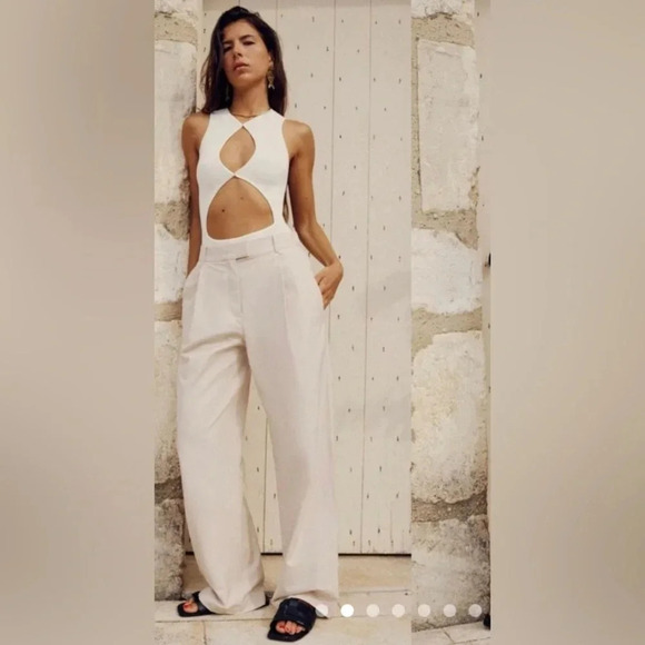 Zara Pants Women’s Small Linen Trousers Wide Leg High Rise Academia - Picture 1 of 8